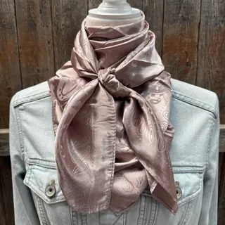 Photo of Blush Jacquard Wild Rag Scarf - Western Southwestern Floral Neck Scarf 35x35
