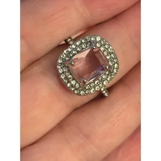 Photo of NIB Soft Pink Stone Faux Diamond Silver Tone Ring Size 6