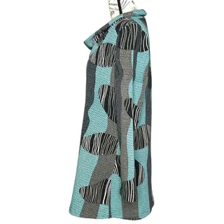 Photo of Radzoli (M) Turquoise & Gray Geometric Cowl Neck Tunic Sweater Dress