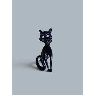 Photo of Vintage Black Cat Brooch Iridescent Finish Atomic Style Halloween Kitty Pin