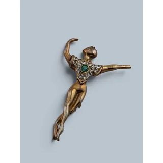 Photo of Vintage Male Ballet Dancer Brooch Rhinestones Gold Tone Unsigned Hard to Find 