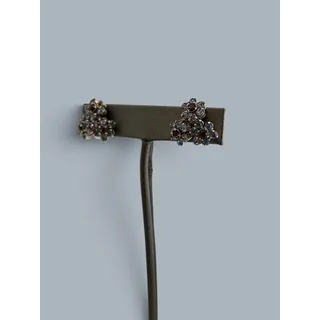 Photo of Vintage Coro Red Blue Rhinestone Floral Screw Back Earrings 