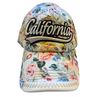 Photo of Robin Ruth California Floral Quilted Snapback Hat Cream Multicolor Cotton Cap