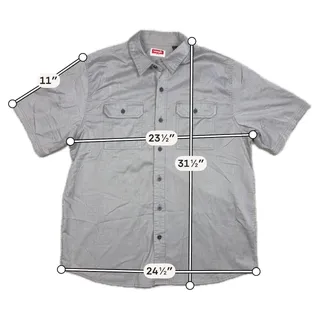 Photo of Wrangler Shirt Mens Large Gray Short Sleeve Button Up Two Flap Pockets Utility