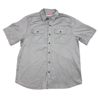 Photo of Wrangler Shirt Mens Large Gray Short Sleeve Button Up Two Flap Pockets Utility