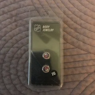 Photo of New York Islanders NEW Size 2 Gauge Surgical Steel Plugs NHL Hockey Jewelry