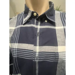 Photo of J Crew Mens L Blue Plaid Cotton Button Down Shirt Preppy Summer Casual