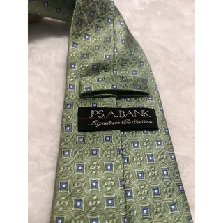 Photo of Jos A Bank Signature Mens Olive Green Blue Geometric Medallion Necktie