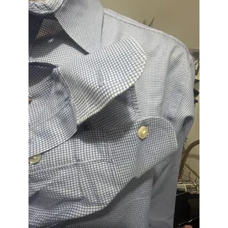 Photo of Jos A Bank Signature Mens L 16 35 Blue Grid Check Cotton Dress Shirt