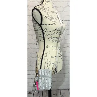 Photo of Shiraleah Logan Metallic Silver Quilted Phone Bag with Clip-on Pouch   