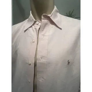 Photo of Ralph Lauren Yarmouth Mens L Pink Cotton Button Down Polo Logo Preppy