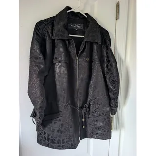 Photo of Cheryl Nash Windridge Women’s M Zip-Up Jacket Black Brown Textured Animal Print