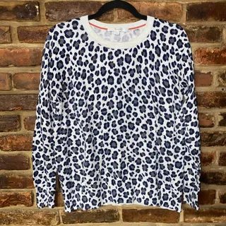 Photo of Boden Leopard Animal Print Lightweight Cotton Knit Sweater Women's Size Large