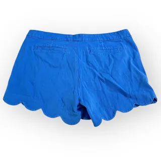 Photo of Lilly Pulitzer Buttercup Shorts Women's 12 Blue Textured Scalloped Mid Rise