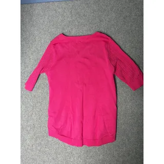 Photo of Melissa Paige Pink Pointelle Knit 1/4 Short Sleeve Sweater Top petite M NWT