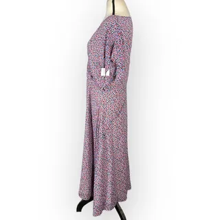 Photo of DKNY Asymmetrical Midi Dress Women's 8 Multicolor V-Neck Short Sleeves NO BELT