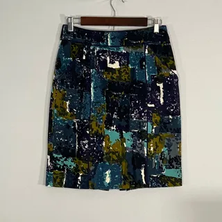 Photo of Anthropologie Tabitha Pencil Skirt Women's Size 4 Liquid Acres Abstract