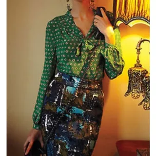 Photo of Anthropologie Tabitha Pencil Skirt Women's Size 4 Liquid Acres Abstract